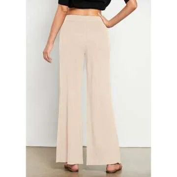 GRAPENT Cute Pants for Women Fall Outfits Women Trendy Women Loose Pants High Waisted Wide Leg Pants for Women Womens Wide Leg Pants High Waist Light Beige Size Large US Size 12 to Size 14