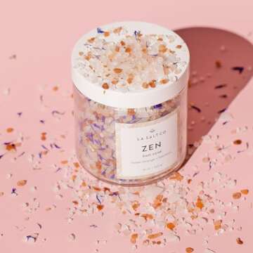 LA SALT CO Aromatherapy Bath Salt Soak, Zen | Mineral-Rich Himalayan Pink Salt & Magnesium Chloride, Sweet Orange, Lemon, Patchouli, Lavender & Peppermint | 16 oz