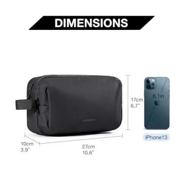 BAGSMART Toiletry Bag for Men, Travel Toiletry Organizer Dopp Kit Water-resistant Shaving Bag for Toiletries Accessories, Door Room Essentials,Black-basic