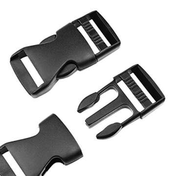 BTNOW 15 Set Plastic 1 Inch Flat Side Release Buckles and Tri-Glide Slides with 1 Roll 5 Yards Nylon Webbing Straps for DIY Making Luggage Strap, Pet Collar, Backpack Repairing