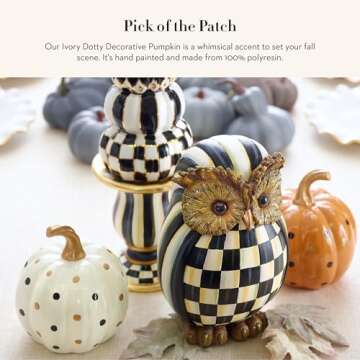 MACKENZIE-CHILDS Ivory Dotty Pumpkin, Decorative Resin Autumn and Halloween Home Decor
