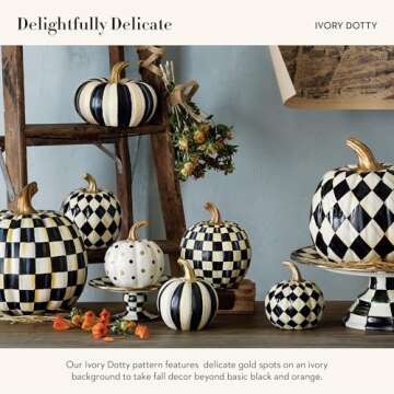 MACKENZIE-CHILDS Ivory Dotty Pumpkin, Decorative Resin Autumn and Halloween Home Decor