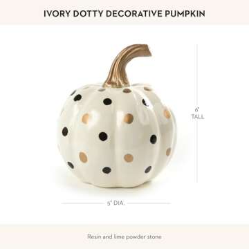 MACKENZIE-CHILDS Ivory Dotty Pumpkin, Decorative Resin Autumn and Halloween Home Decor