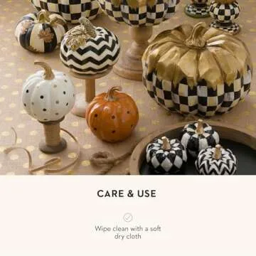 MACKENZIE-CHILDS Ivory Dotty Pumpkin, Decorative Resin Autumn and Halloween Home Decor