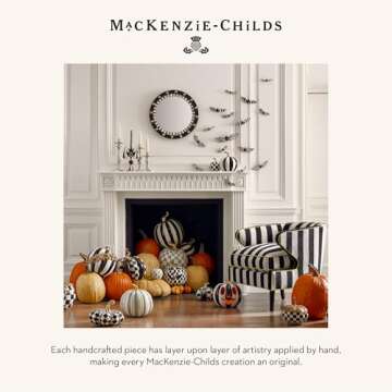 MACKENZIE-CHILDS Ivory Dotty Pumpkin, Decorative Resin Autumn and Halloween Home Decor