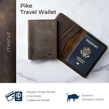 PEGAI Standard Full Grain Crazy Horse Leather Passport Holder | Custom Travel Passport Cover & Organizer | Handcrafted Leather Passport Wallet for Men and Women | Pike (Chestnut)