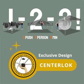 CROWN SHADES 10x10 Pop Up Canopy with 1 Side Wall - Beach Tent with One Push Setup - Outdoor Sun Shade for Events, Parties, Camping - Gazebo with STO-N-Go Cover Bag (Grey)