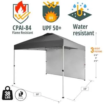 CROWN SHADES 10x10 Pop Up Canopy - Easy Setup Tent