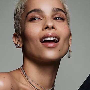 Sloong 14k Gold Plated Two-Tone U Shape Pin Chunky Earring Link Chain Chunky Circle Hoop Earrings Paperclip Link Chain Jewelry Drop Dangle Earrings set for women