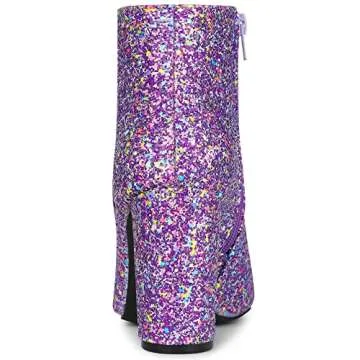 Allegra K Glitter Pointed Toe Chunky Heels for Women