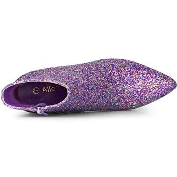 Allegra K Glitter Pointed Toe Chunky Heels for Women