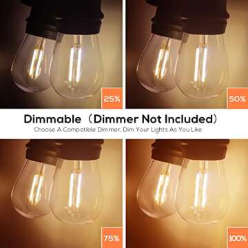 Banord 102FT Outdoor String Lights, 2 Pack 51FT Patio Lights with Bright 2W Shatterproof LED Dimmable Plastic Bulbs Waterproof Outdoor Hanging Lights for Backyard, Porch, Garden, Camping, Cafe, Party