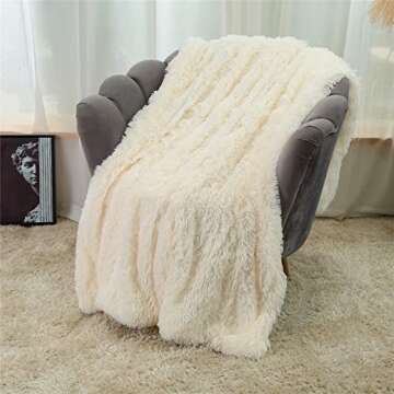 Ultra Plush Shaggy Faux Fur Blanket 51"x63" Cream White