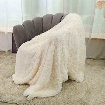 Ultra Plush Shaggy Faux Fur Blanket 51"x63" Cream White