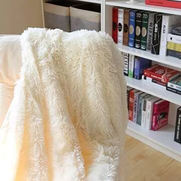 Ultra Plush Shaggy Faux Fur Blanket 51"x63" Cream White