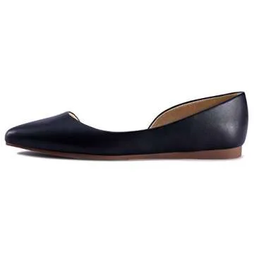 HSYZZY Women Flat Shoes Leather Slip On Comfort Casual Pointed Toe Ballet Flats Black