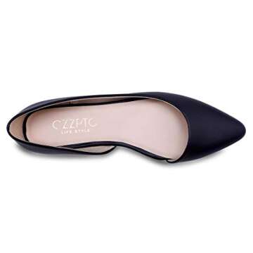HSYZZY Women Flat Shoes Leather Slip On Comfort Casual Pointed Toe Ballet Flats Black