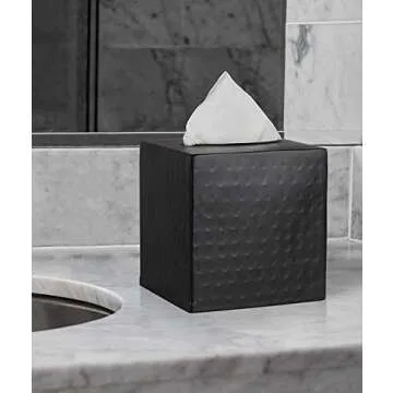 Monarch Abode 19127 Hand Hammered Tissue Box Square Cover Holder & Dispenser - Decorative Tissue Box Holder - Black Tissue Box Cover - Rust-Resistant Tissue Box - Antique Handcrafted Tissue Box