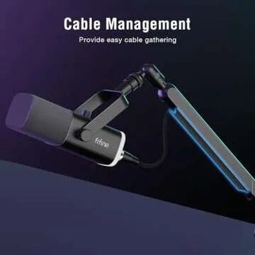 FIFINE Gaming Microphone and Low Profile Arm Stand Bundle, XLR/USB Dynamic Mic with Mute Button, RGB Light, Desktop Stand, Adjustable Boom Arm Kit with Screw Adapter for Streaming Studio (AM8+BM88)