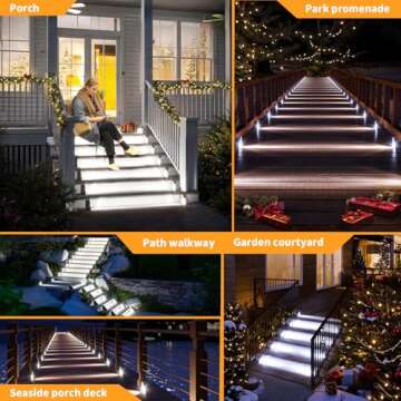 KINKAI Solar Step Lights Outdoor - 10 Pack Triangle Stair Light Waterproof Deck Lighting