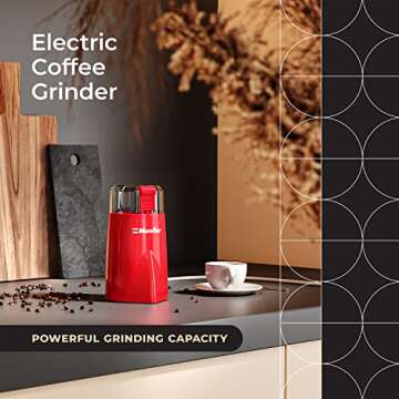 Mueller HyperGrind Precision Electric Spice/Coffee Grinder Mill with Large Grinding Capacity and Powerful Motor also for Spices, Herbs, Nuts, Grains, Red