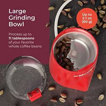 Mueller HyperGrind Precision Electric Spice/Coffee Grinder Mill with Large Grinding Capacity and Powerful Motor also for Spices, Herbs, Nuts, Grains, Red