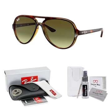 Ray-Ban Cats 5000 RB4125 710/A6 59MM Light Havana/Crystal Lens Green Gradient Brown Aviator Sunglass...