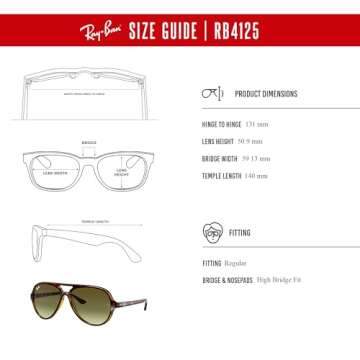 Ray-Ban Cats 5000 RB4125 710/A6 59MM Light Havana/Crystal Lens Green Gradient Brown Aviator Sunglasses for Men + BUNDLE With Designer iWear Eyewear Kit
