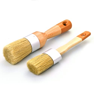 MAXMAN Chalk Paint Brushes for Furniture, Round Paint Brush Set 2Pcs, Wax & Stencil Brushes for Pain...