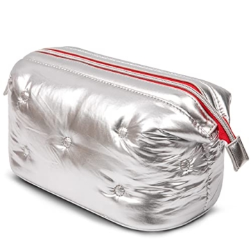 Large Waterproof Silver Makeup Bag for Travel Organizer