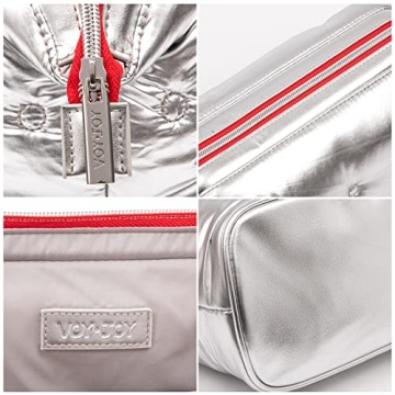 Large Waterproof Silver Makeup Bag for Travel Organizer