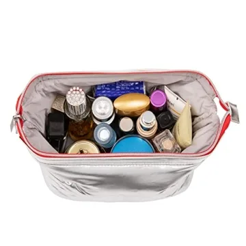 Large Waterproof Silver Makeup Bag for Travel Organizer