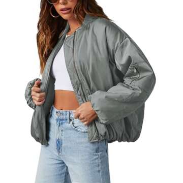 Nsbonu Womens Oversized Bomber Jacket Lightweight Winter Coat