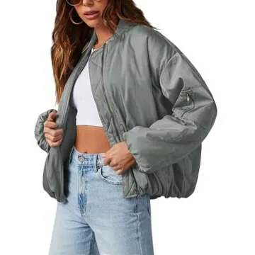 Nsbonu Womens Oversized Bomber Jacket Lightweight Winter Coat