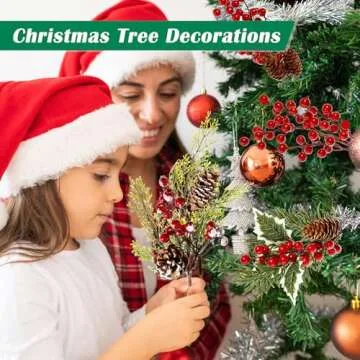 GoClimber 12 Pack Red Berry Christmas Picks for DIY