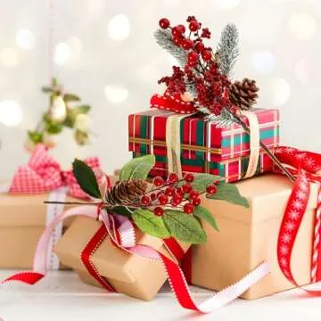 GoClimber 12 Pack Red Berry Christmas Picks for DIY