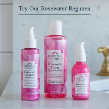 HERITAGE STORE Rosewater - Refreshing Splash for Glowing Skin with Damask Rose - All Skin Types - Hydrating Rose Water for Face - Made Without Alcohol, Hypoallergenic, Vegan, 60-Day Guarantee, 4oz