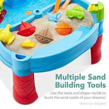Best Choice Products Kids Sand & Water Outdoor Activity Table, Childs 2-in-1 Play Set w/ 18 Accessories, Adjustable Umbrella, 120 Capacity