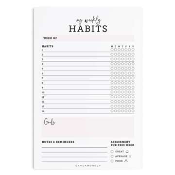 CARDAMONOLY Habit Tracker Notepad - 50 Page Tear Off Planning Pad - 6 x 9 - High Performance Planner...