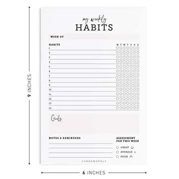 CARDAMONOLY Habit Tracker Notepad - 50 Page Tear Off Planning Pad - 6 x 9 - High Performance Planner - Chore Chart for Adults - Weekly Planner Undated - Self Care Planner