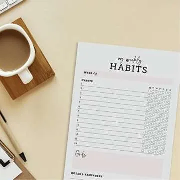 CARDAMONOLY Habit Tracker Notepad - 50 Page Tear Off Planning Pad - 6 x 9 - High Performance Planner - Chore Chart for Adults - Weekly Planner Undated - Self Care Planner