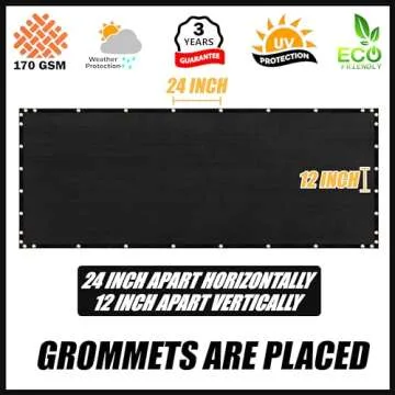 Royal Shade 5' x 10' Black Fence Privacy Screen Windscreen Cover Netting Mesh Fabric Cloth - Cable Zip Ties Included (We Make Custom Size)