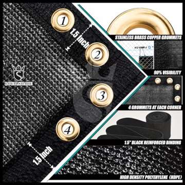 Royal Shade 5' x 10' Black Fence Privacy Screen Windscreen Cover Netting Mesh Fabric Cloth - Cable Zip Ties Included (We Make Custom Size)