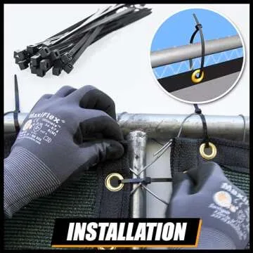 Royal Shade 5' x 10' Black Fence Privacy Screen Windscreen Cover Netting Mesh Fabric Cloth - Cable Zip Ties Included (We Make Custom Size)