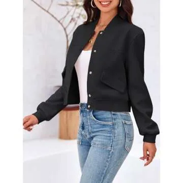 Tankaneo Women's Stylish Cropped Bomber Jacket For All Seasons