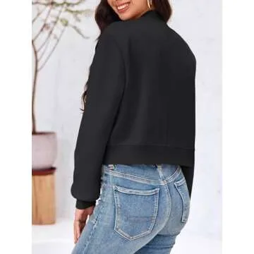 Tankaneo Women's Stylish Cropped Bomber Jacket For All Seasons