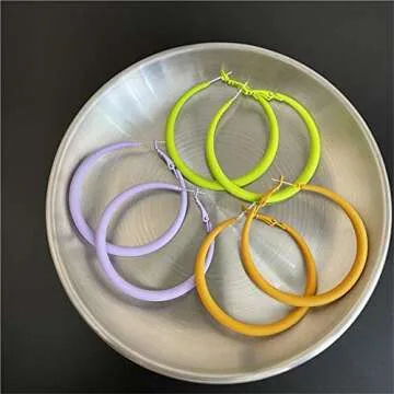 Colorful Retro Hoop Earrings for Women – Stylish & Lightweight