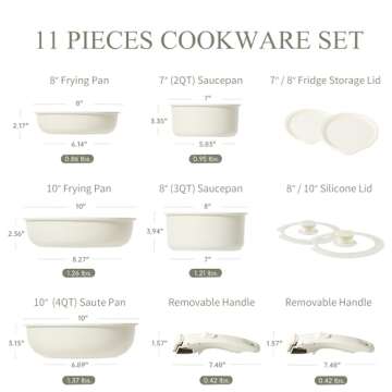 CAROTE Non Stick Pots and Pans Set 11pcs - Space Saving Cookware Set