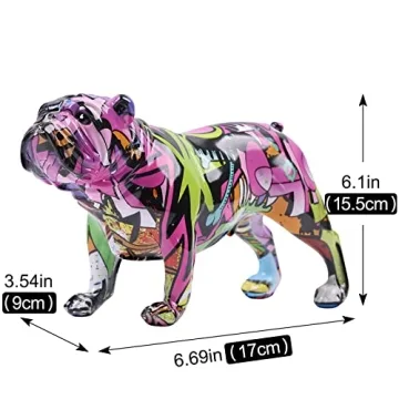 Colourful Graffiti Bulldog Sculptures - Unique Home Decor