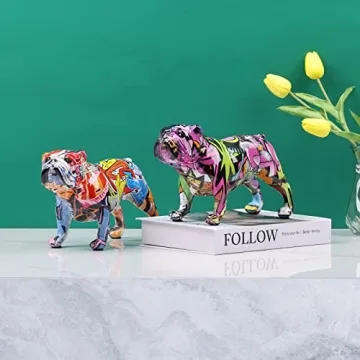 Colourful Graffiti Bulldog Sculptures - Unique Home Decor